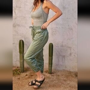 FP Movement Free People Tell Me About It Pants Cargo Joggers Olive Ash Green